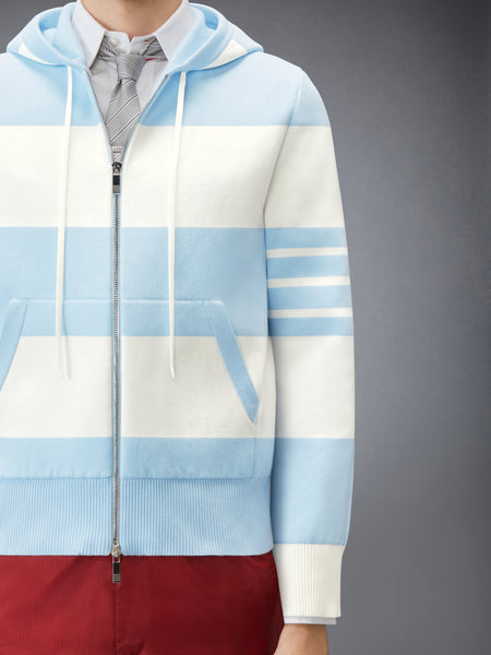 HECTOR 4-BAR RUGBY ZIP UP HOODIE LIGHT BLU