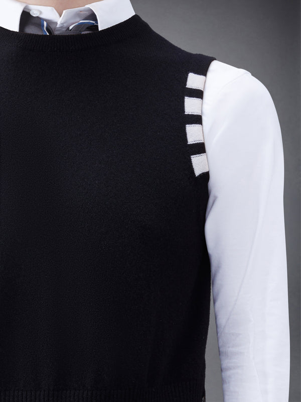 Cashmere 4-Bar Short Crew Neck Shell Top - image 7