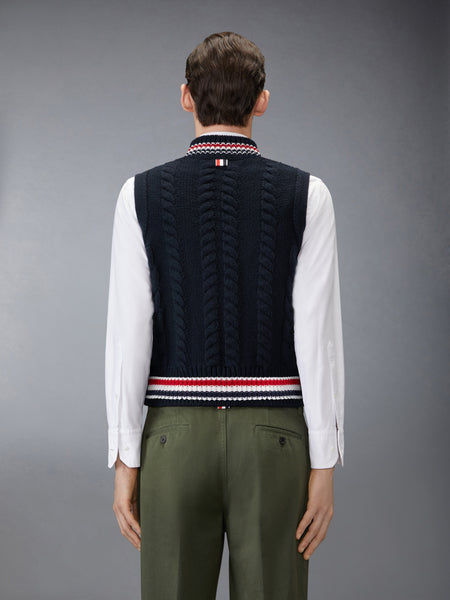 ARAN CABLE STITCH MERINO WOOL VEST
