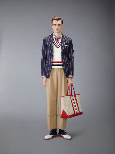 CHUNKY CASHMERE RWB STRIPE VEST WHITE