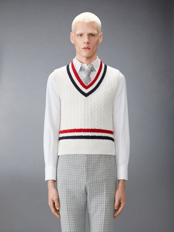 WOOL CRICKET RWB STRIPE BABY CABLE VEST - image 1