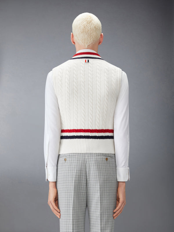 WOOL CRICKET RWB STRIPE BABY CABLE VEST - image 2