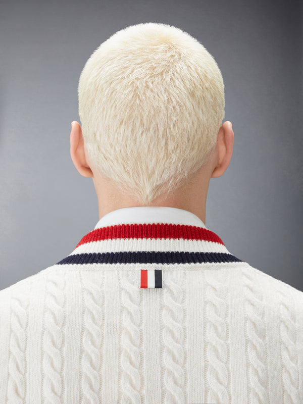 WOOL CRICKET RWB STRIPE BABY CABLE VEST - image 4