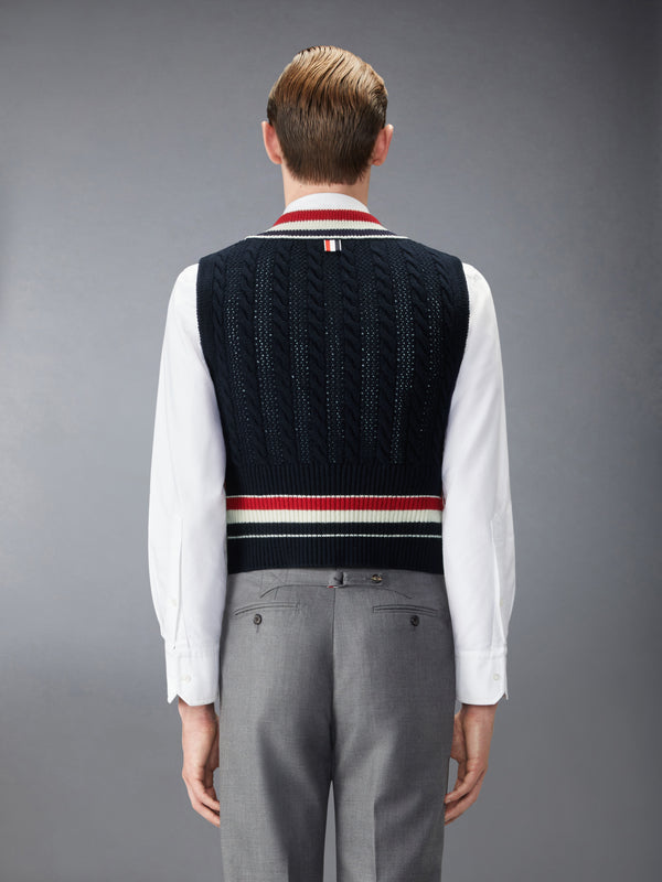 WOOL CRICKET RWB STRIPE BABY CABLE VEST - image 2
