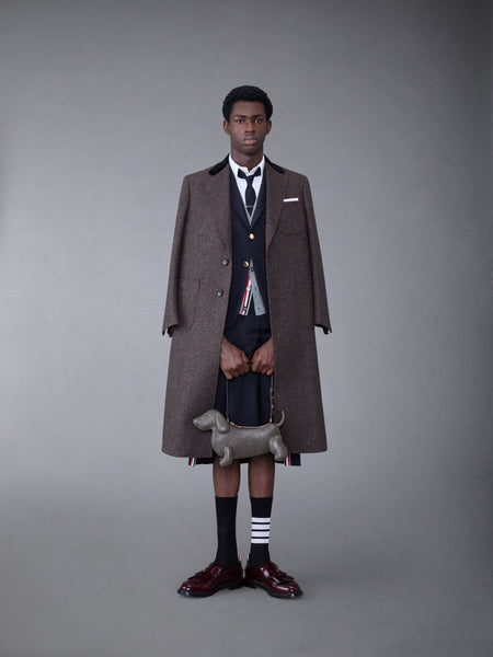 Shetland Elongated Sack Overcoat BROWN