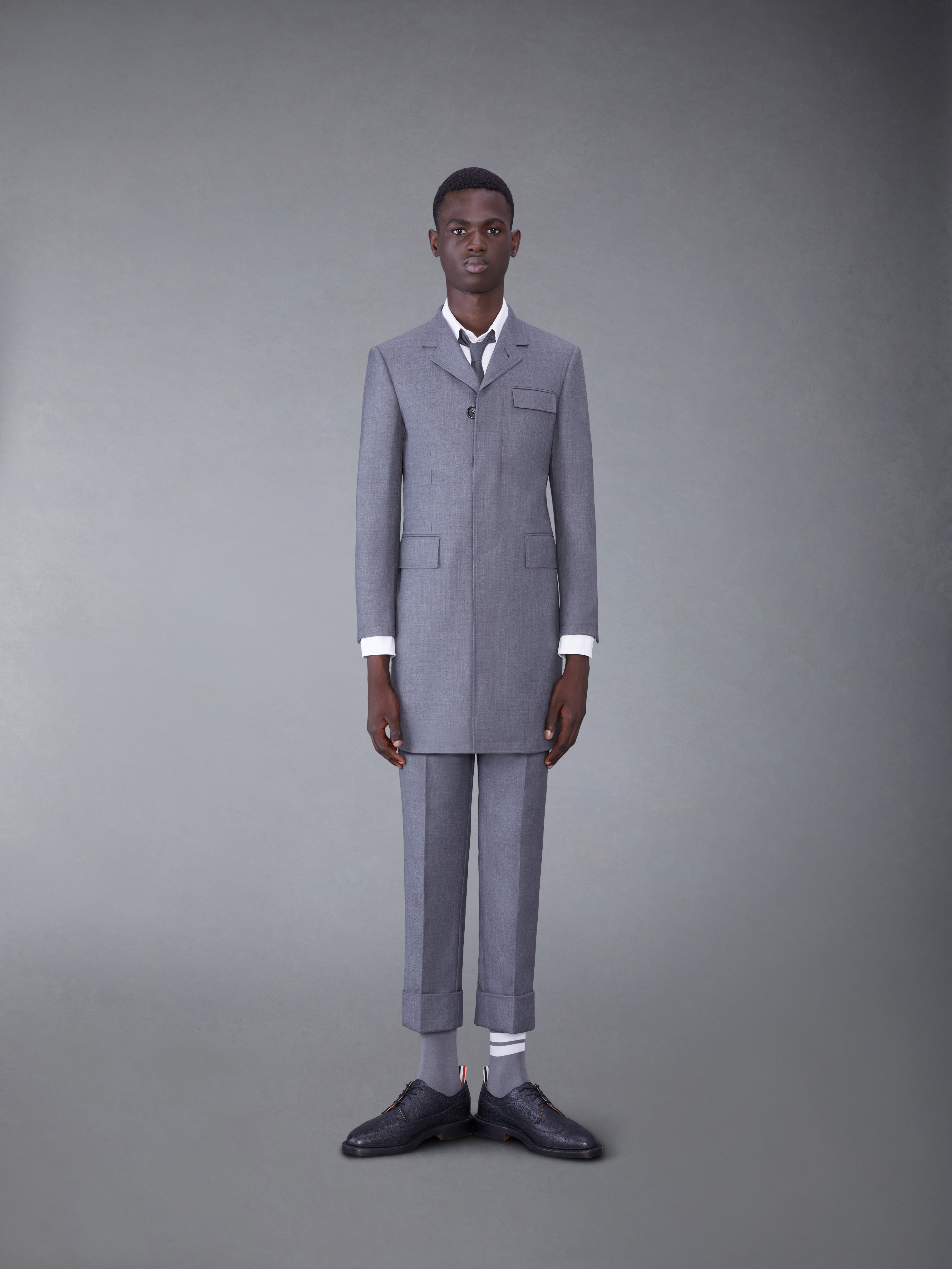 Thom Browne｜COATS (FOC546A 05387 025) Gardening Coat W/ Corduroy Collar In Typewriter Cloth | Thom