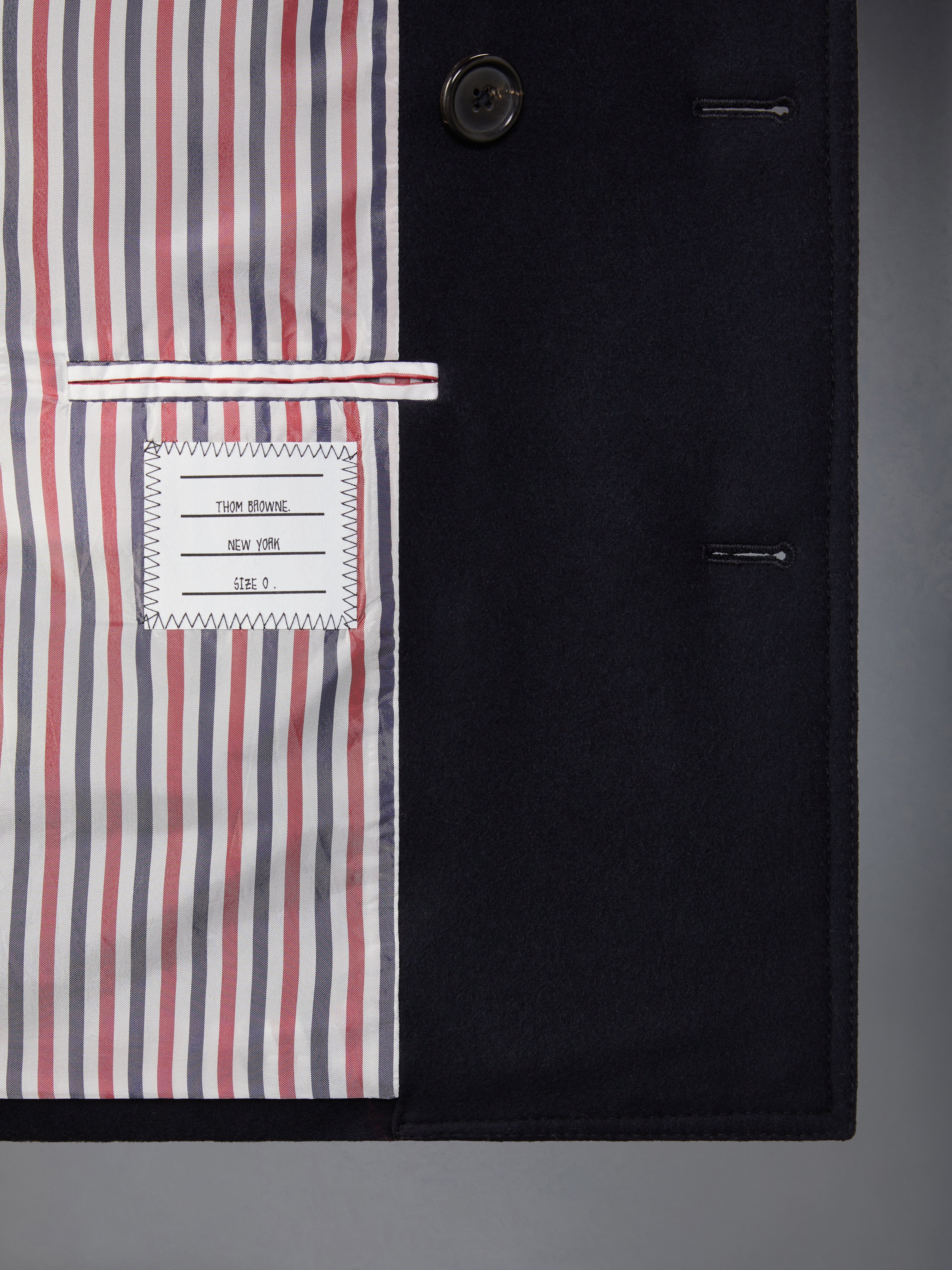 Spring Weight Melton Wool Peacoat | Thom Browne Spring Weight Melton Wool Peacoat | Thom Browne