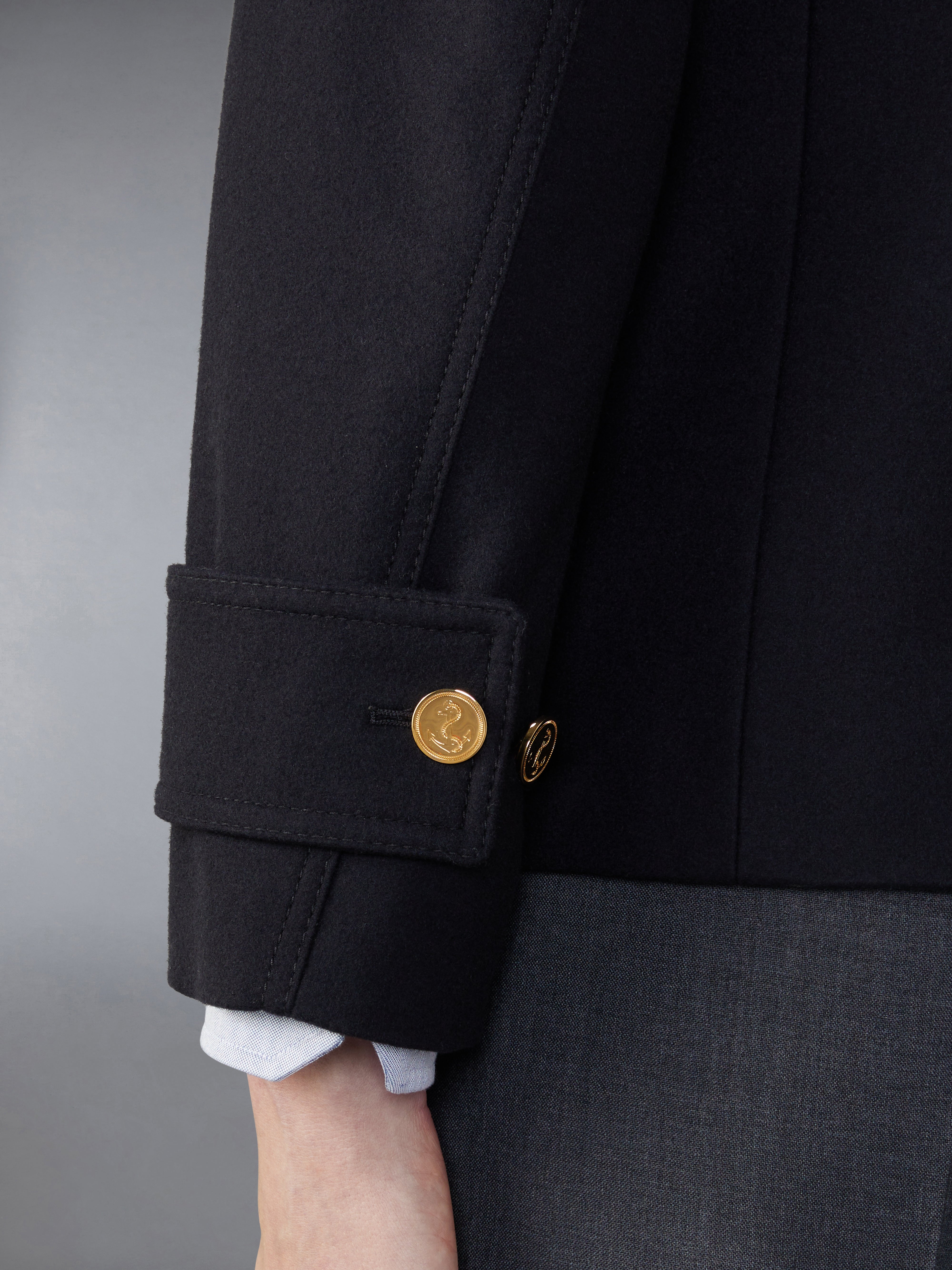 Spring Weight Melton Wool Peacoat | Thom Browne