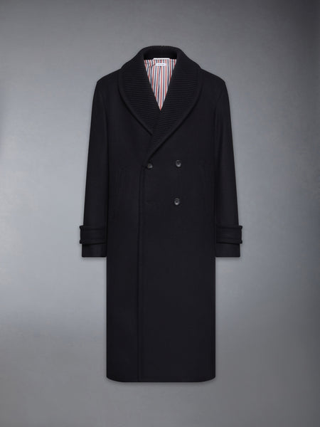 KNIT SHAWL COLLAR MELTON OVERCOAT