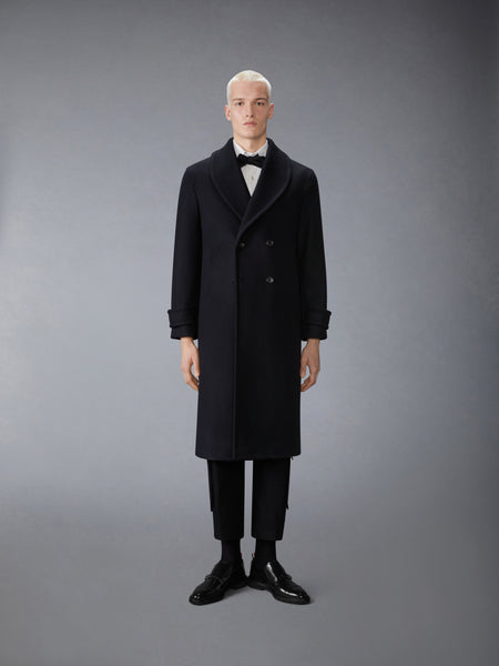 KNIT SHAWL COLLAR MELTON OVERCOAT