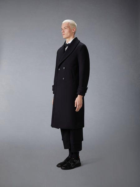 KNIT SHAWL COLLAR MELTON OVERCOAT