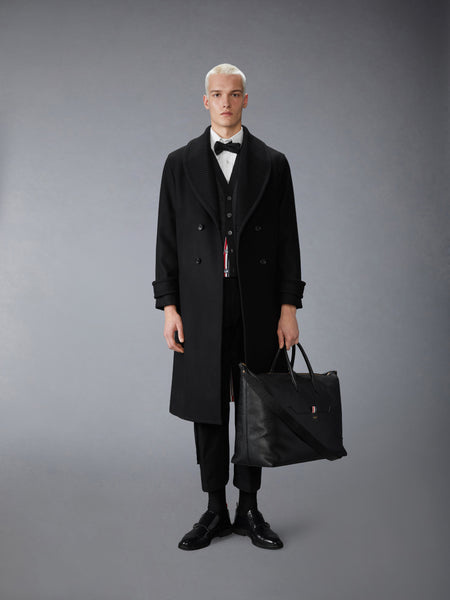 KNIT SHAWL COLLAR MELTON OVERCOAT