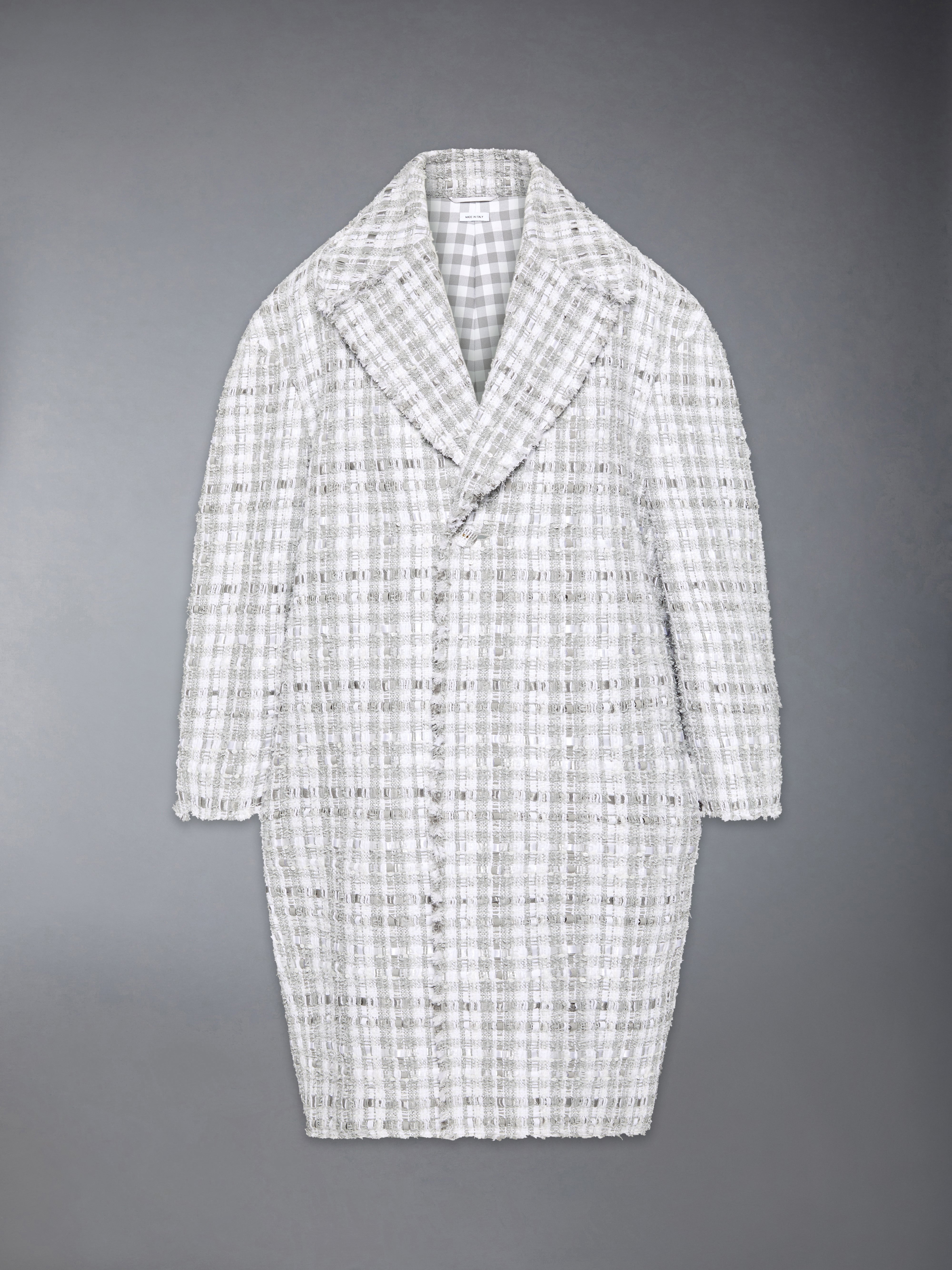 Gingham Ribbon Tweed Cocoon Coat | Thom Browne