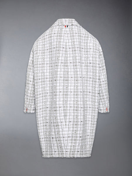 GINGHAM RIBBON TWEED COCOON COAT MED GREY