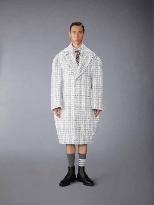 GINGHAM RIBBON TWEED COCOON COAT - image 1