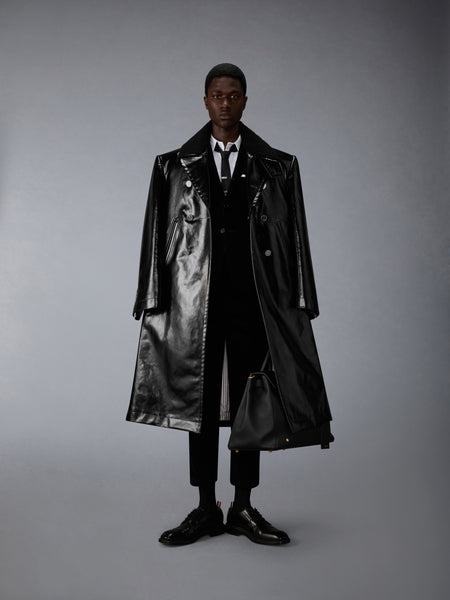 GABARDINE SLICKER OVERSIZED PEACOAT BLACK