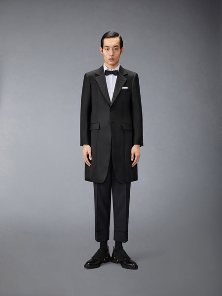 WOOL MOHAIR APRON TAILORED OVERCOAT BLACK