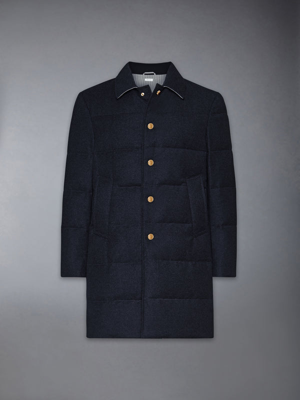 DOWNFILLED CLASSIC BAL COLLAR O/C W/ TONAL GROSGRAIN IN WOOL FLANNEL - featured image