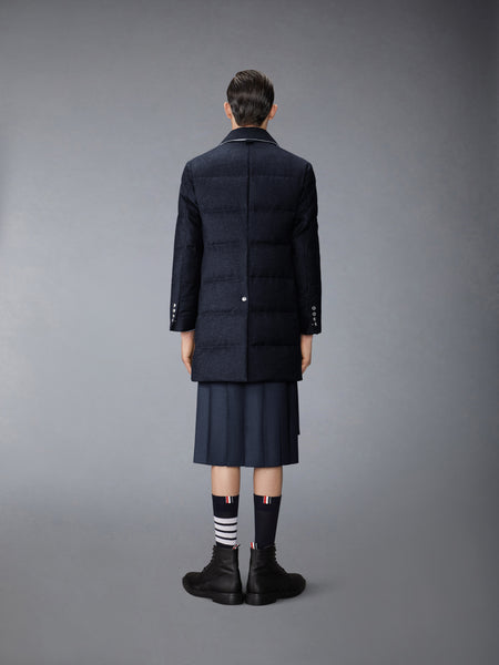 DOWNFILLED CLASSIC BAL COLLAR O/C W/ TONAL GROSGRAIN IN WOOL FLANNEL NAVY
