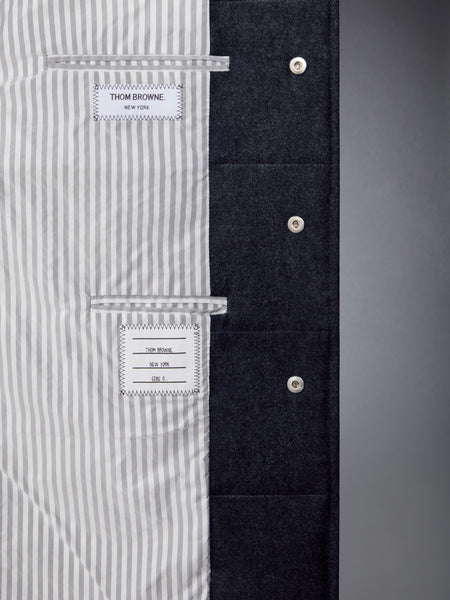 DOWNFILLED CLASSIC BAL COLLAR O/C W/ TONAL GROSGRAIN IN WOOL FLANNEL NAVY