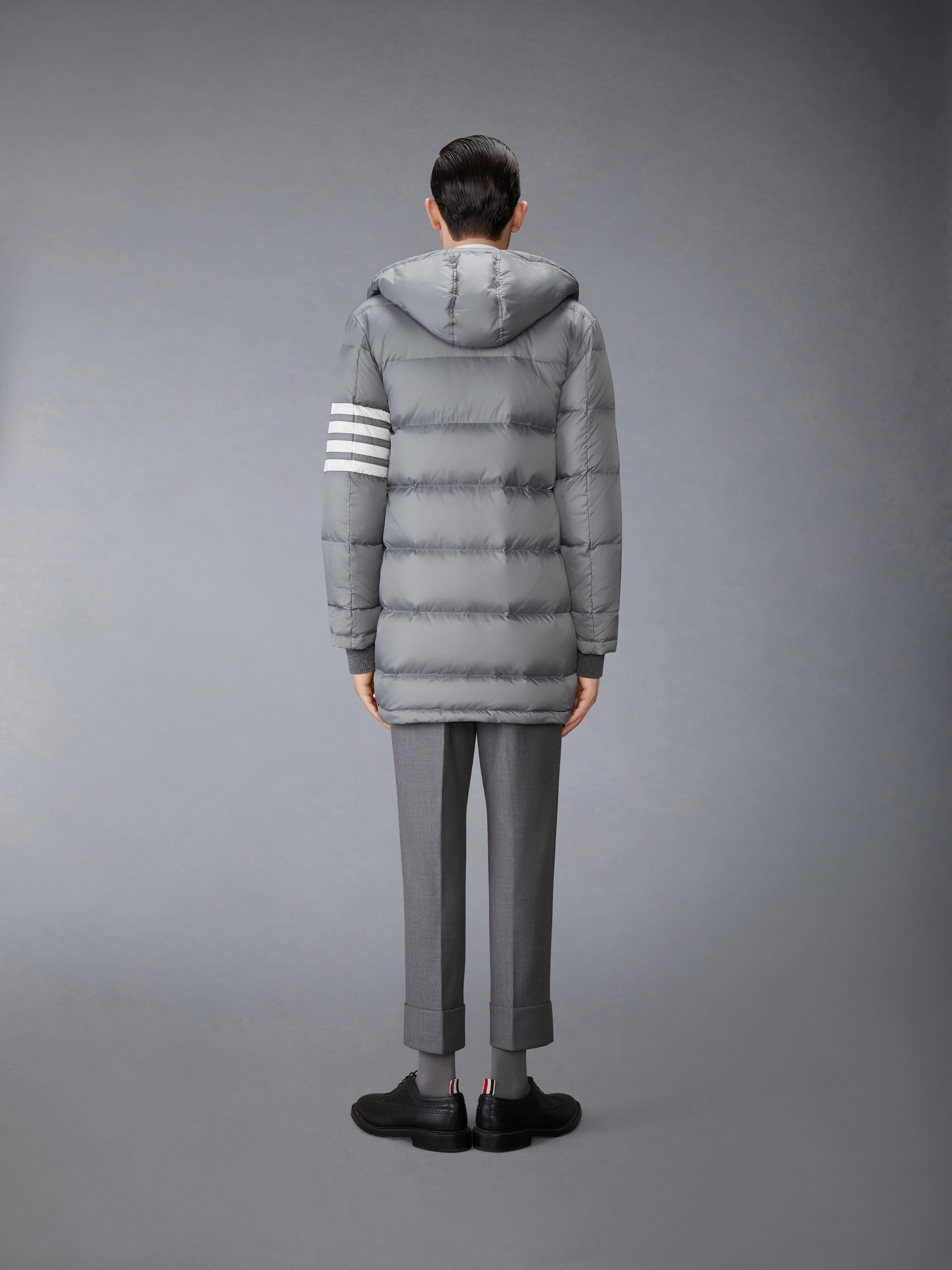 Matte Finish Nylon Down Fill 4 Bar Hood Coat | Thom Browne Matte Finish Nylon Down Fill 4 Bar Hood Coat | Thom Browne