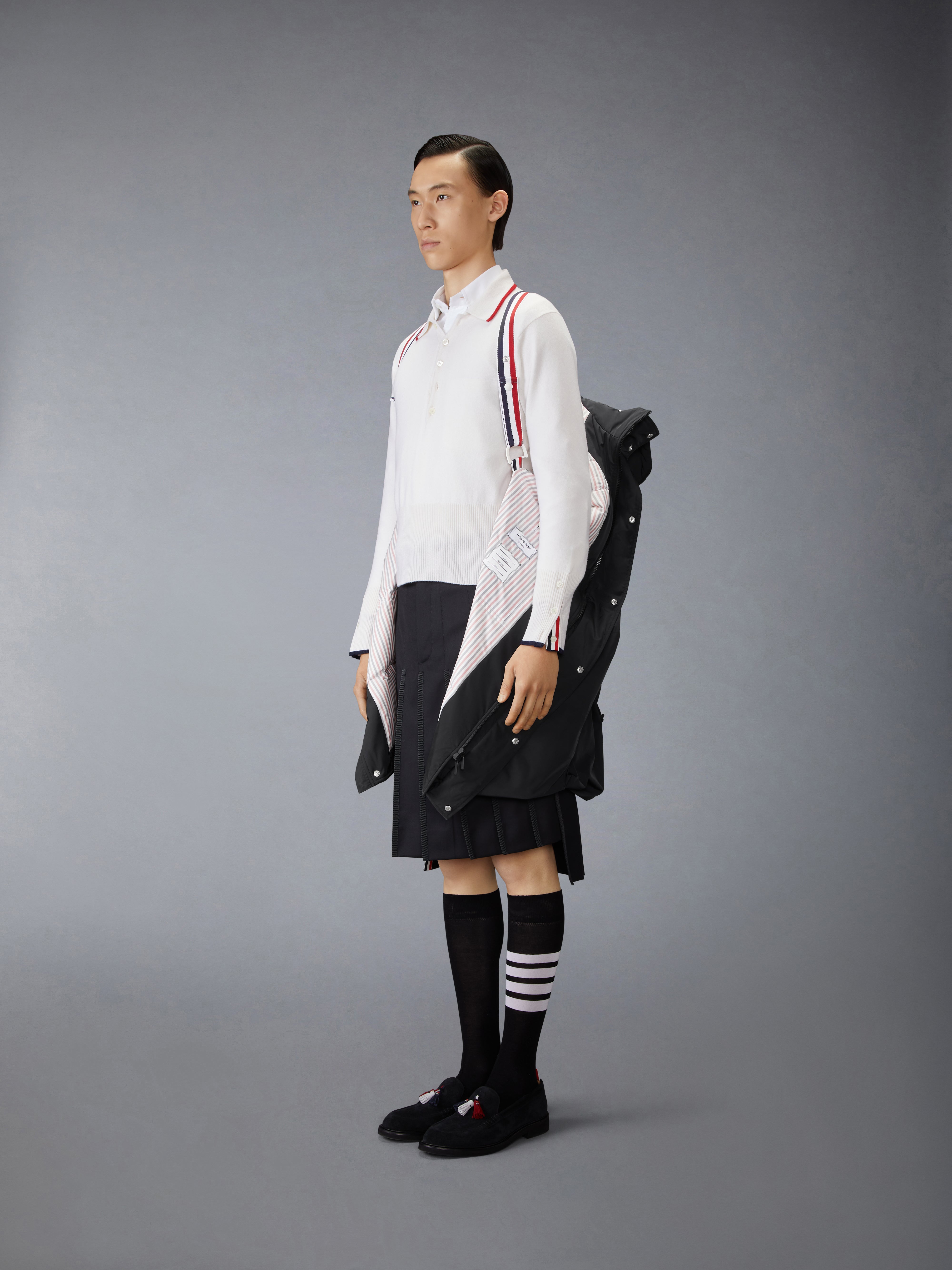 BROWNE 65 ジャージ インターシャ カシミア 長袖ポロシャツ | Thom Browne