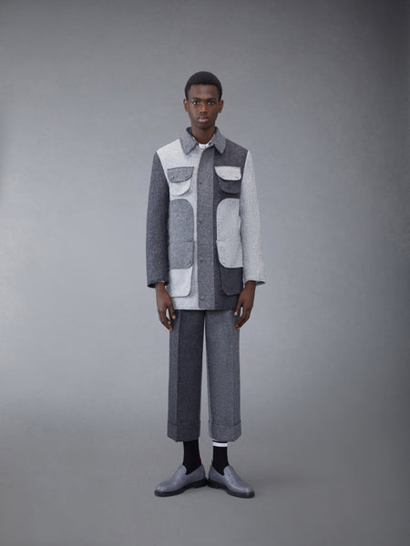 Fun-Mix Shetland Frayed Field Jacket MED GREY