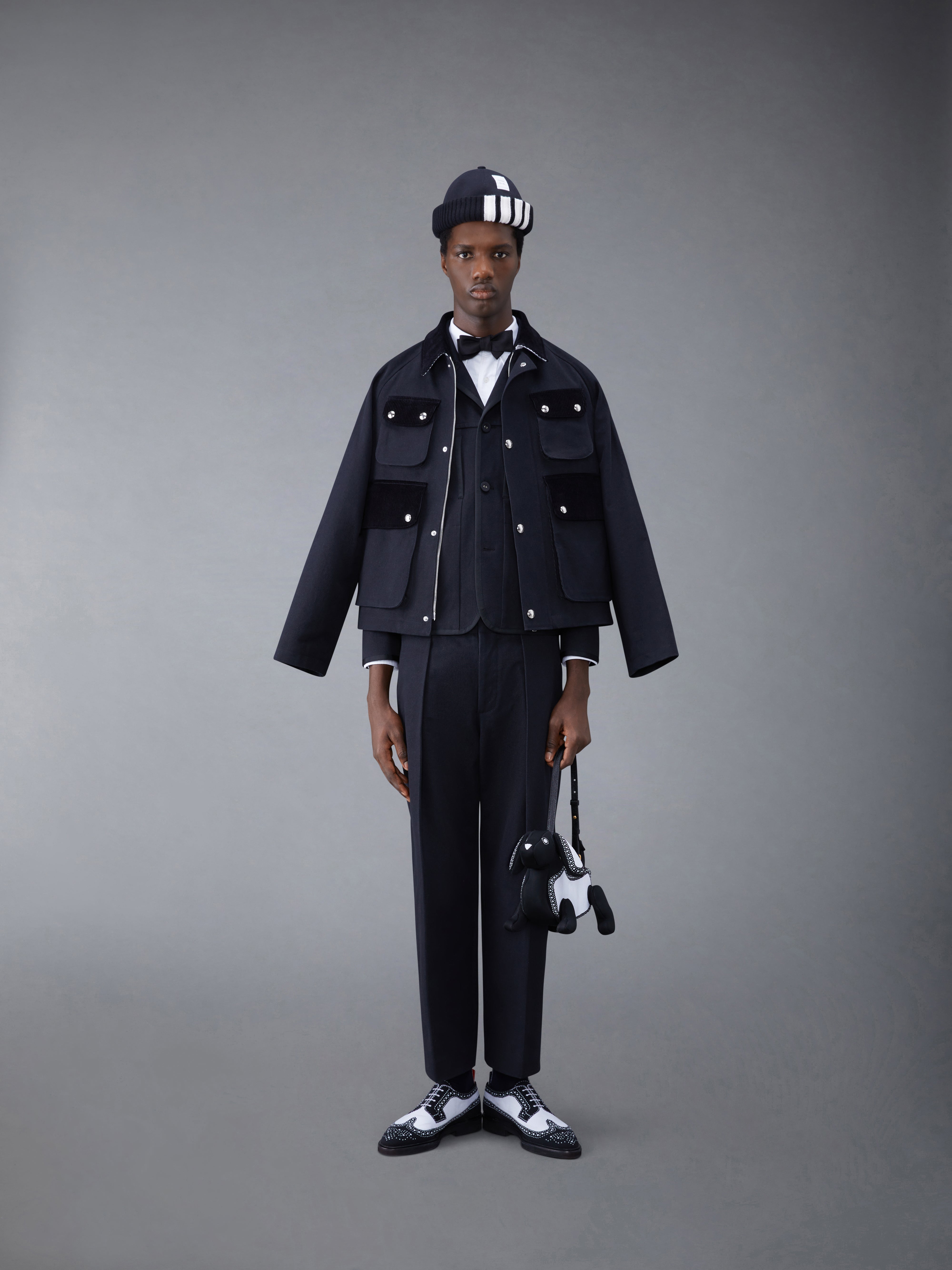 Selvedge Denim Cropped Relaxed Field Jacket | Thom Browne