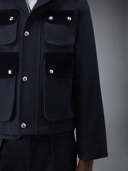 SELVEDGE DENIM CROPPED RELAXED FIELD JACKET BLACK