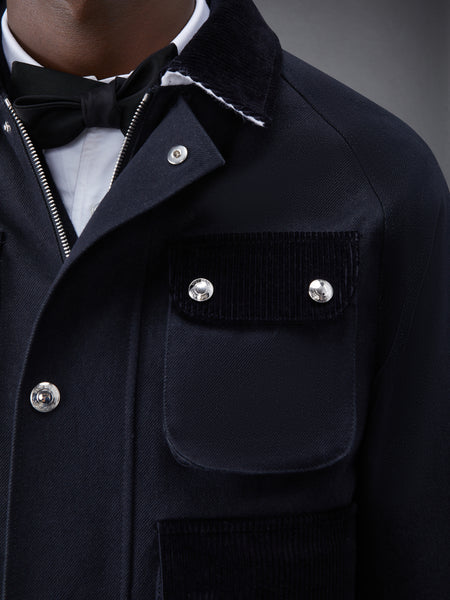 SELVEDGE DENIM CROPPED RELAXED FIELD JACKET BLACK