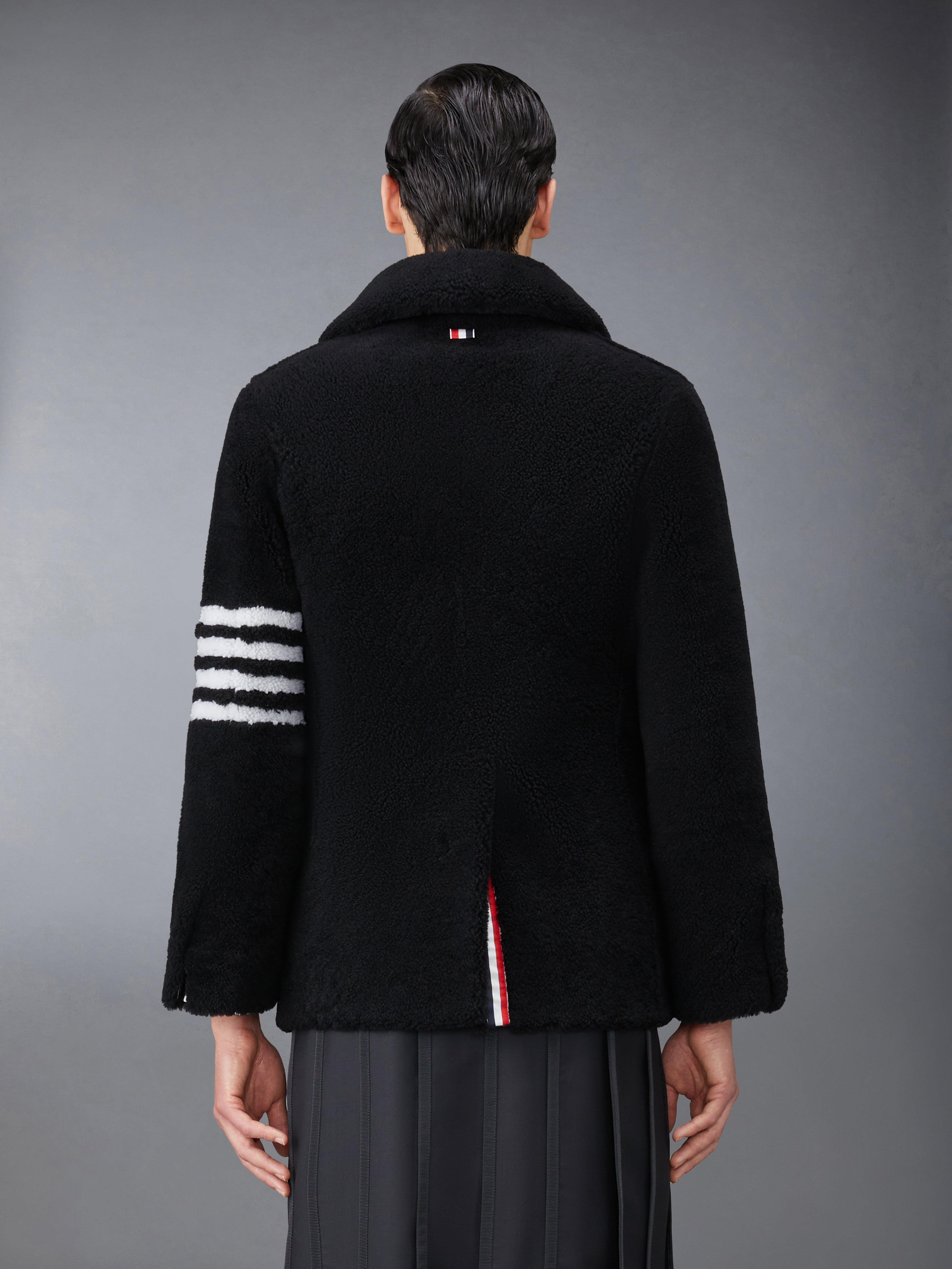 Shearling 4 Bar Unconstructed Peacoat | Thom Browne