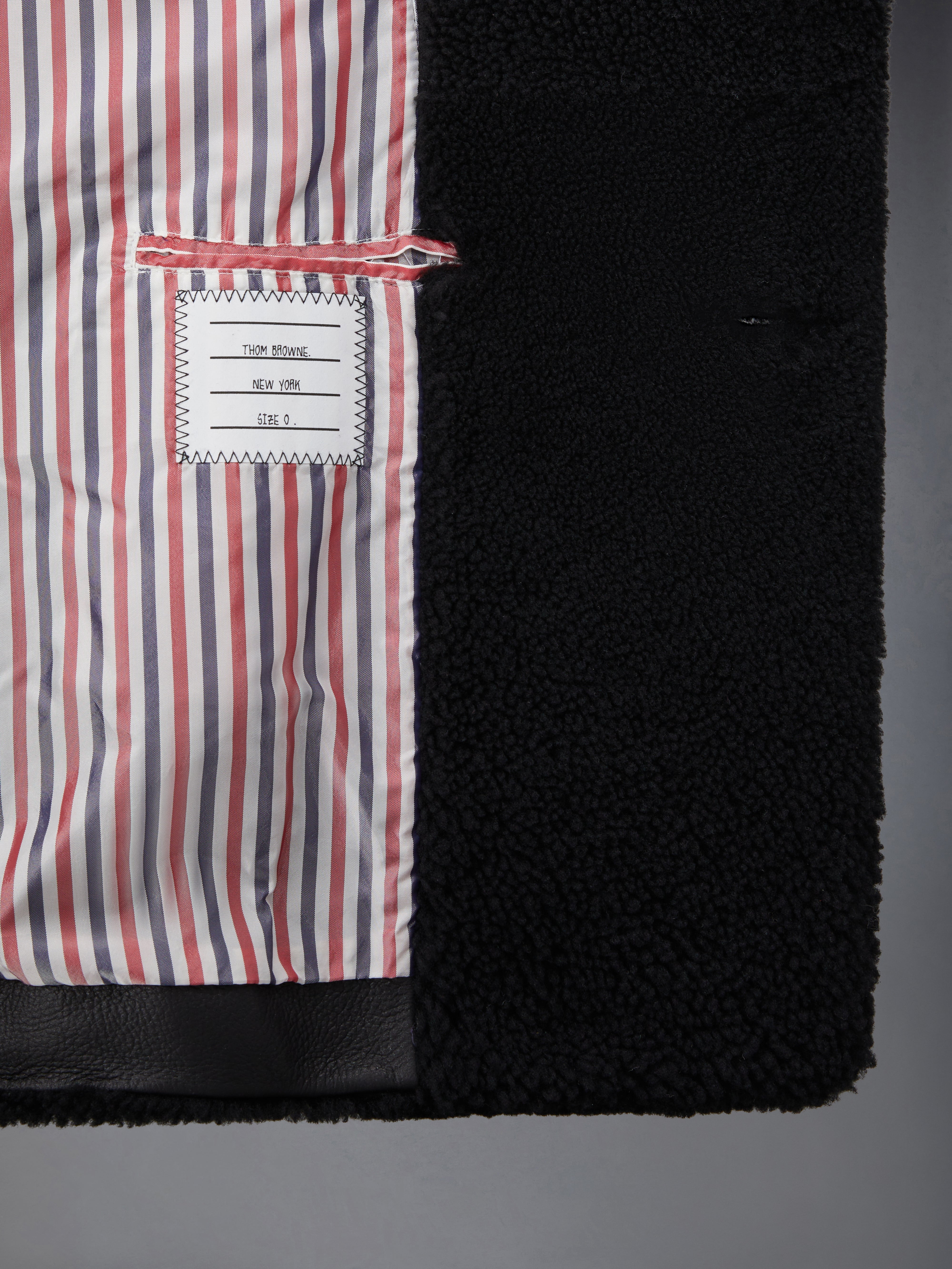 Shearling 4 Bar Unconstructed Peacoat | Thom Browne