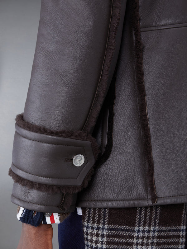 Dyed Shearling Oversized Collar Pea Coat - image 5