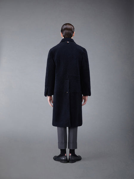 Dyed Shearling Double Breasted Sack Overcoat NAVY