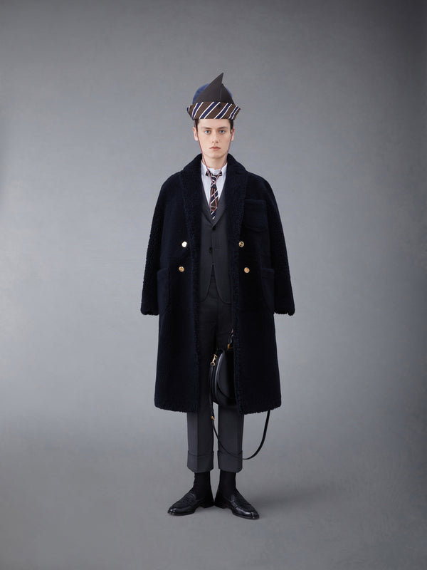 Dyed Shearling Double Breasted Sack Overcoat - image 3