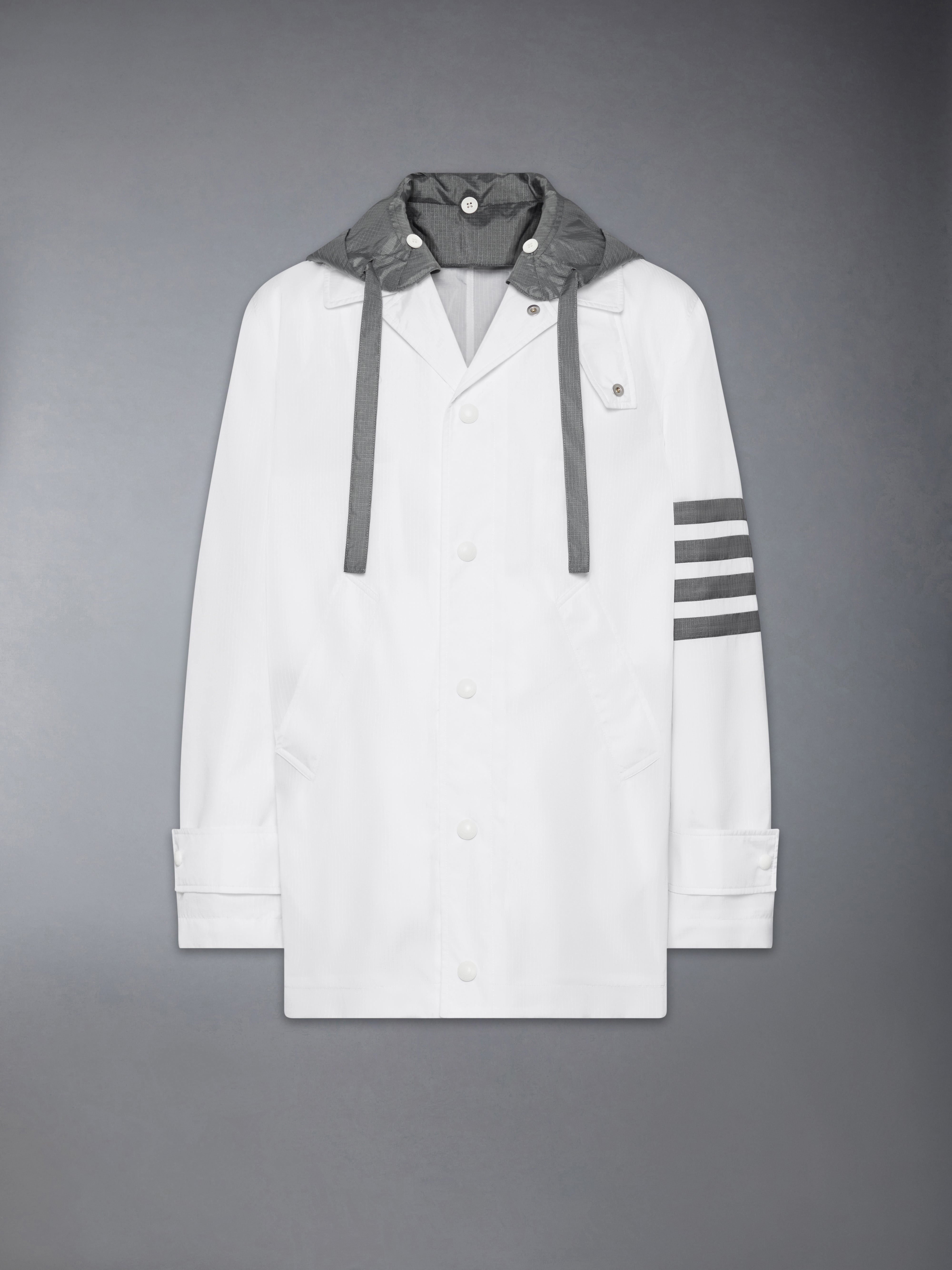 Ripstop 4-Bar Unconstructed Relaxed Overcoat | Thom Browne