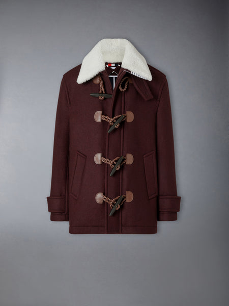 DOUBLE FACE MELTON WIDE SHOULDER SHELL COAT NAVY/BURGUNDY