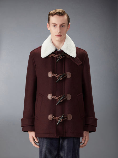 DOUBLE FACE MELTON WIDE SHOULDER SHELL COAT NAVY/BURGUNDY