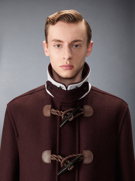 DOUBLE FACE MELTON WIDE SHOULDER SHELL COAT NAVY/BURGUNDY