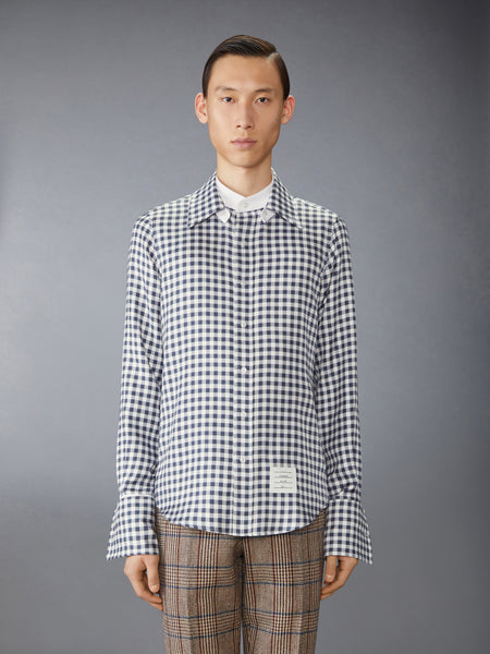 SILK TWILL GINGHAM SHIRT