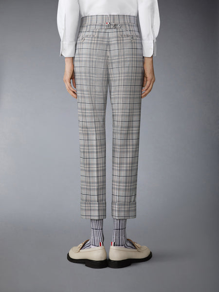 PLAID CHECK COOL WOOL BACKSTRAP TROUSER SEASONAL MULTI