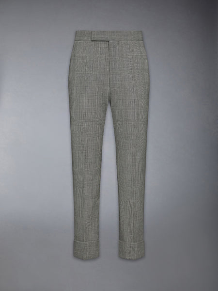 PRINCE OF WALES FRESCO WOOL BACKSTRAP TROUSER BLK/WHT