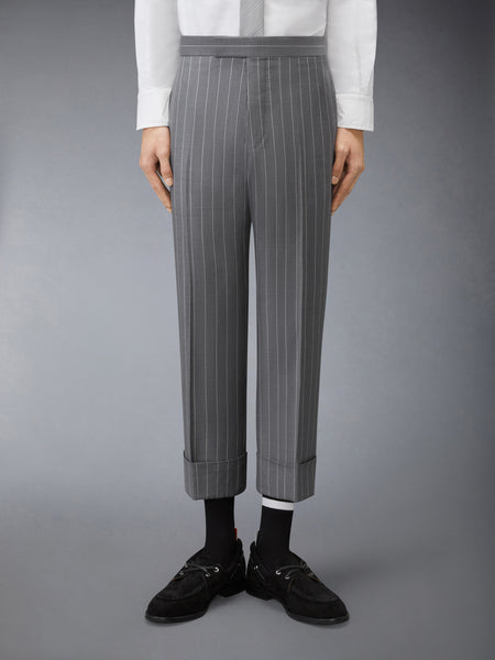 CHALK STRIPE TROUSER MED GREY