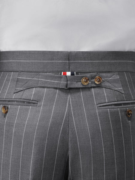 CHALK STRIPE TROUSER MED GREY
