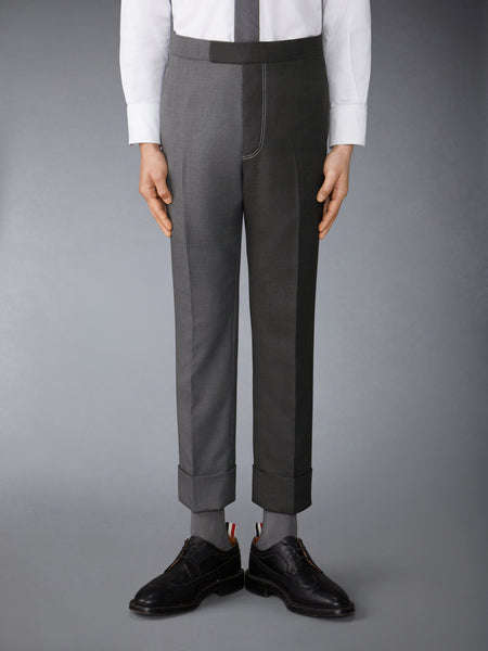 FUNMIX CONTRAST TOPSTITCH BACKSTRAP TROUSER MED GREY