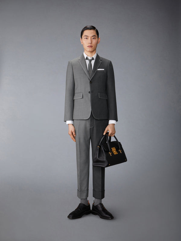 FUNMIX TWILL CONTRAST TOPSTITCHING CLASSIC BACK STRAP TROUSERS