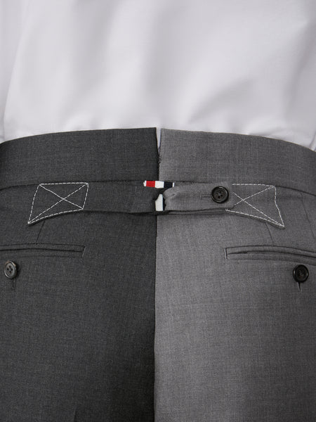 FUNMIX CONTRAST TOPSTITCH BACKSTRAP TROUSER MED GREY