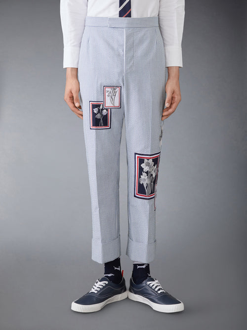 シアサッカー フラワー バックストラップ トラウザーパンツ | Thom Browne