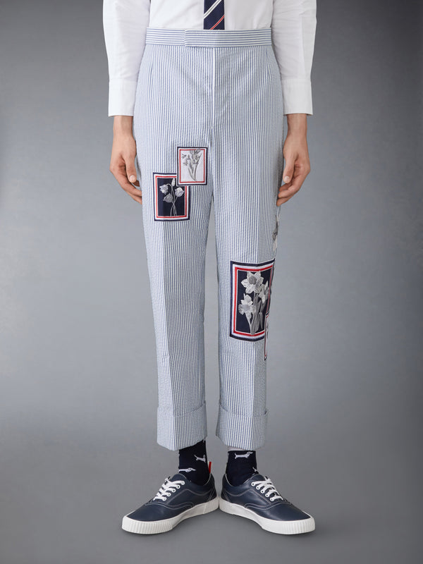 SEERSUCKER FRAMED FLORAL BACKSTRAP TROUSER - image 1