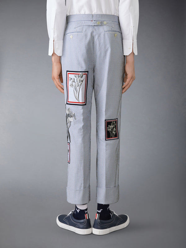 SEERSUCKER FRAMED FLORAL BACKSTRAP TROUSER - image 3